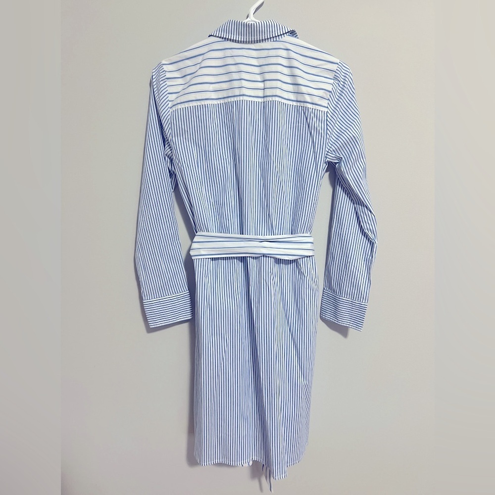 J. Crew Classic Fit cotton poplin shirtdress in mixed blue/white stripe size 0 - Picture 3 of 9